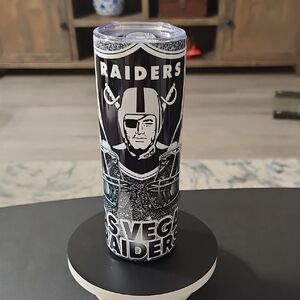 CUSTOM Raiders Black and Silver Tumbler